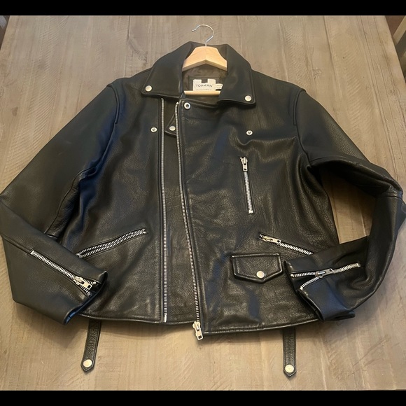🔥TOPMAN Genuine Leather Moto Jacket Mens L 101-106 CM. Black. (Worn Once)🔥 - Picture 4 of 7